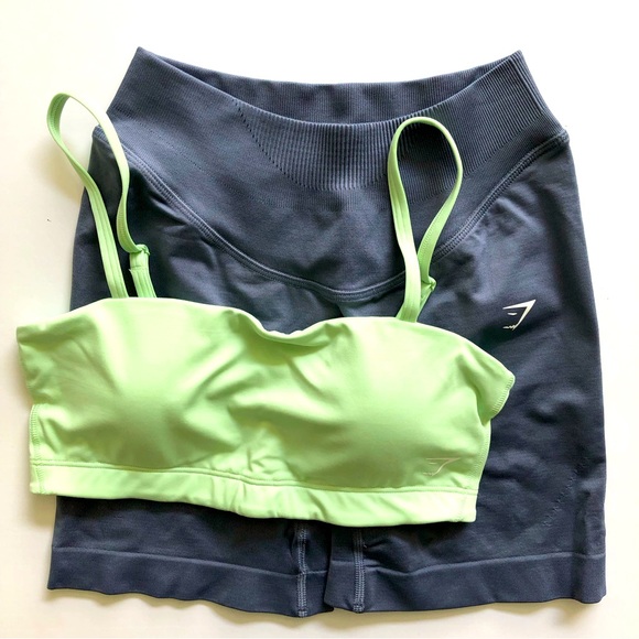 Gymshark Pants - Gymshark S/S Sweat Sculpt Seamless Shorts & Training Bandeau Sports Bra Set